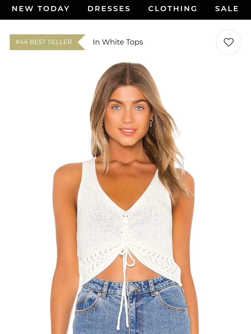 superdown White Knit Tie-Front V-Neck Tank